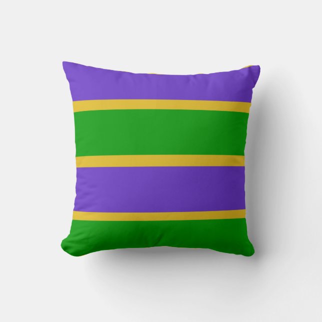 Mardi Gras Stripes Throw Pillow (Front)