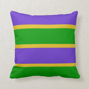 Mardi Gras Stripes Throw Pillow