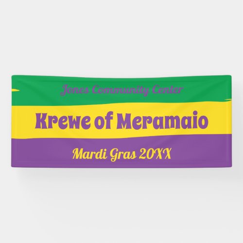 Mardi Gras stripes with custom text Banner