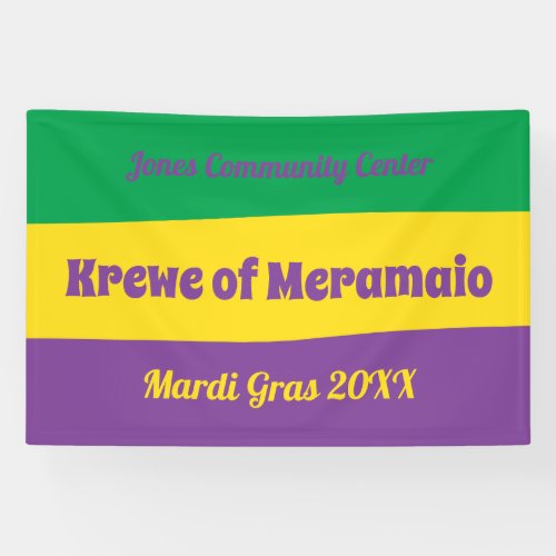 Mardi Gras stripes with custom text Banner 4x6