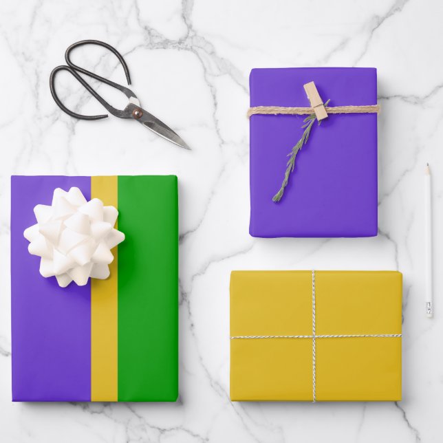 Mardi Gras Stripes Wrapping Paper Sheets (Front)