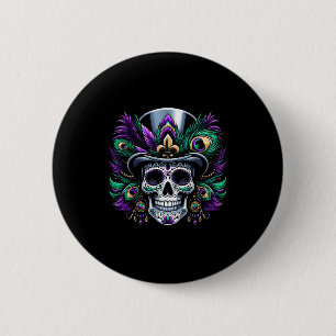 Mardi Gras Sugar Skull Festive Costume Top Dia De  Button