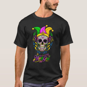 Mardi Gras Sugar Skull Fleur De Lis Jesters Hat Pa T-Shirt