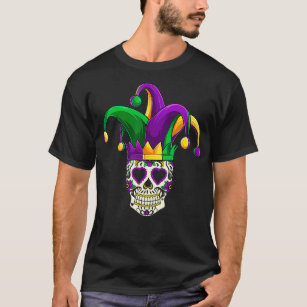 Mardi Gras Sugar Skull Jester Costume , Women Man T-Shirt
