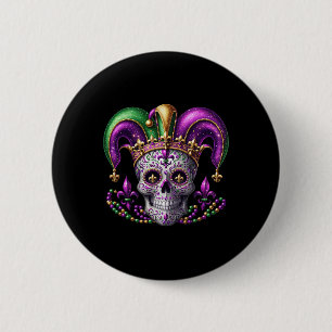 Mardi Gras Sugar Skull Outfit Costume Men Women Ma Button