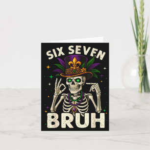 Mardi Gras Sugar Skull Skeleton Six Seven Bruh Mem Card