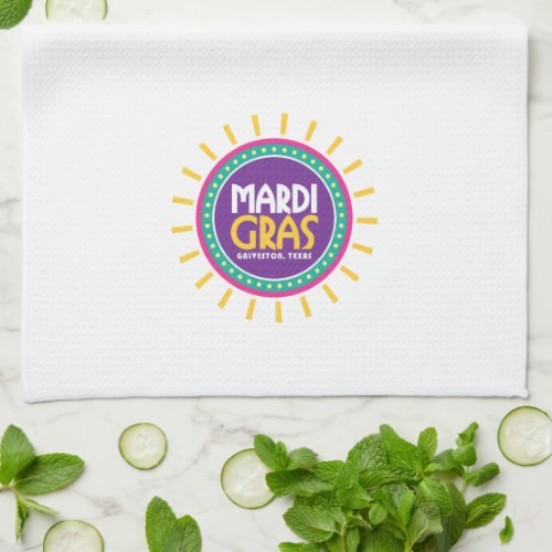 Mardi Gras Sun Galveston Texas Kitchen Towel