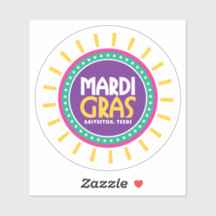 Mardi Gras Sun, Galveston, Texas Sticker