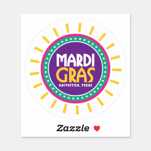 Mardi Gras Sun Galveston Texas Sticker