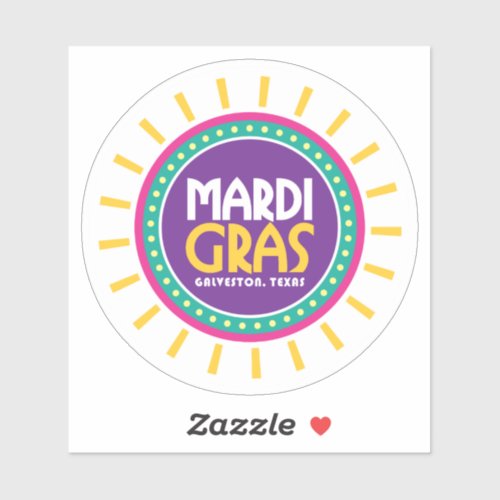 Mardi Gras Sun Galveston Texas Sticker