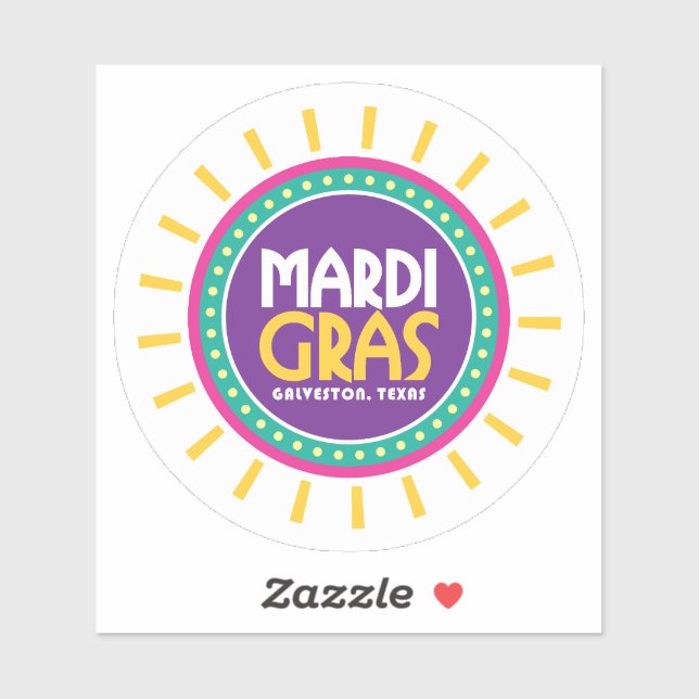 Mardi Gras Sun, Galveston, Texas Sticker (Sheet)