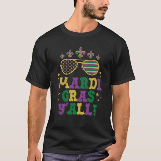 Mardi Gras Sunglasses Festival New Orleans Party T-Shirt (Front)