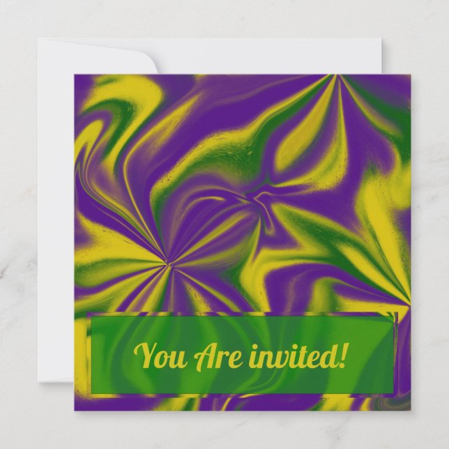 Mardi Gras Swirls Note Card (Front)