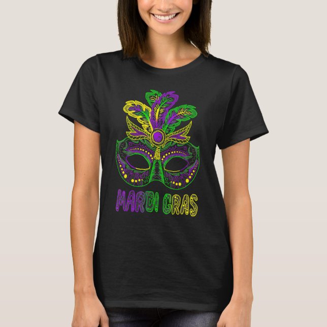 Mardi Gras T Shirt Mardi Gras 2023 Beads Mask Feat (Front)