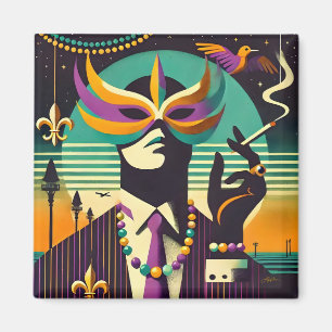 Mardi Gras The Smoking Man Magnet