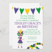 Mardi Gras Theme Birthday Invitation (Front/Back)
