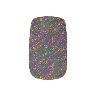 Mardi Gras Theme Glitter Minx Nail Art