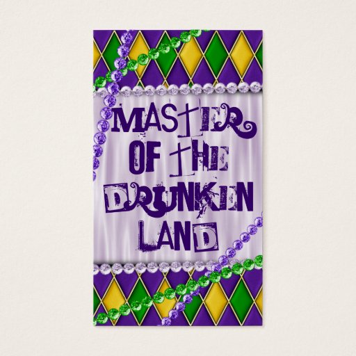 Customizable Mardi Gras Themed Beads, Harlequin Diamond Business Card