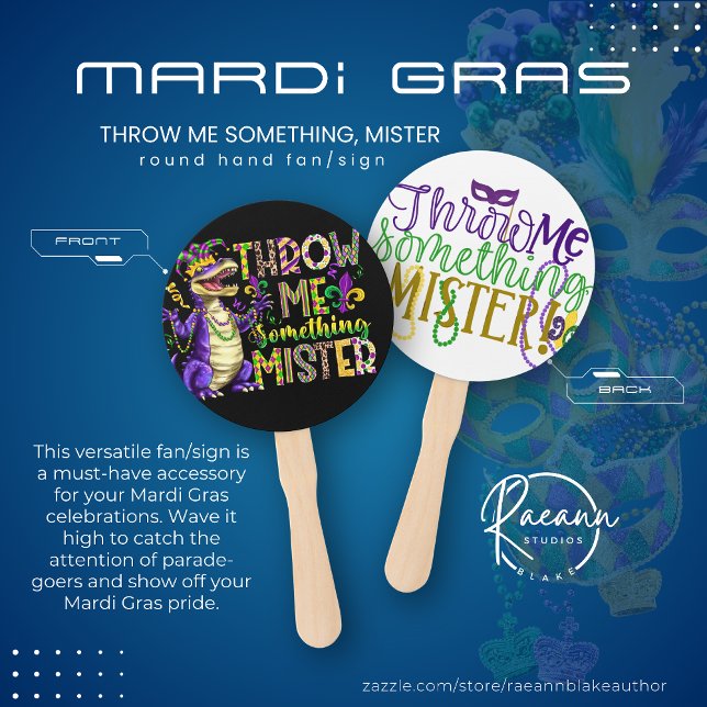 Mardi Gras Throw Me Something, Mister Fan/Sign Hand Fan (Creator Uploaded)