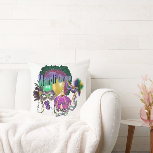 Mardi Gras Throw Pillow