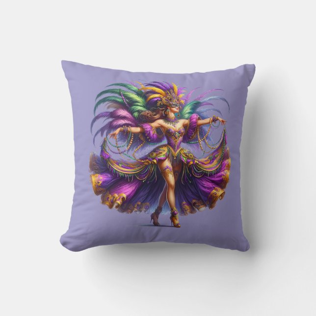 Mardi Gras Throw Pillow (Front)