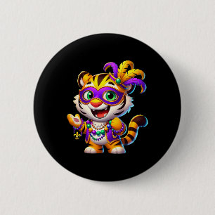 Mardi Gras Tiger Costume Animal New Orleans Party  Button
