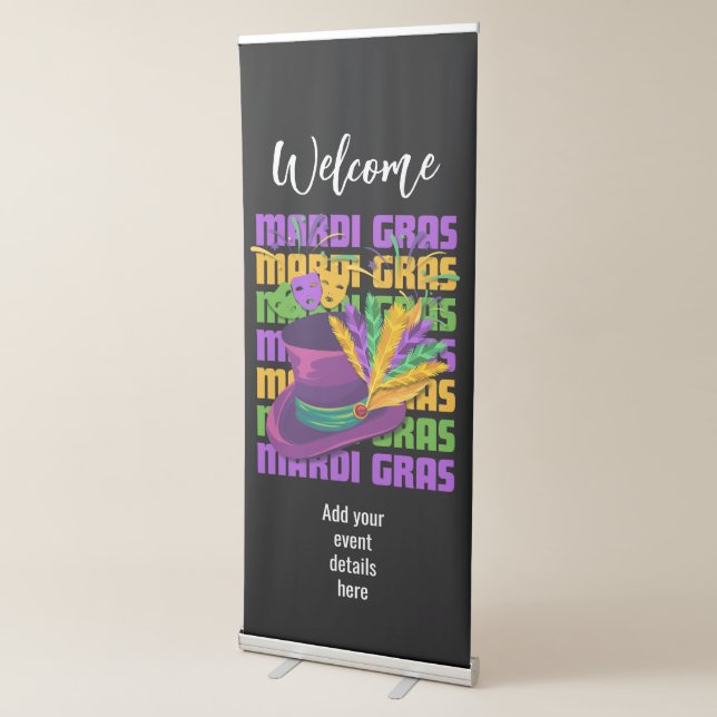 MARDI GRAS Top Hat Custom Welcome Retractable Banner (3/4)