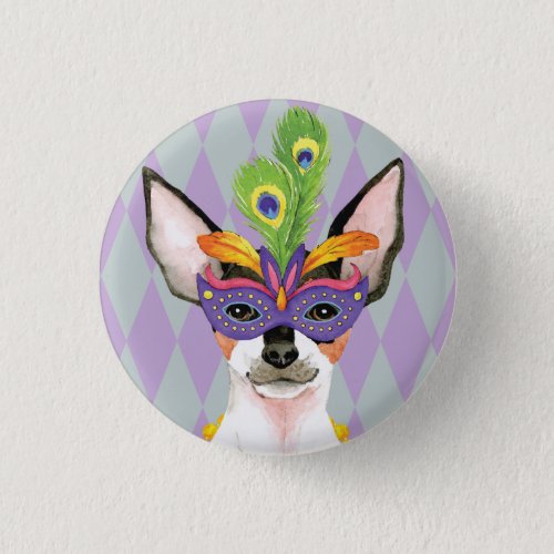 Mardi Gras Toy Fox Terrier Button