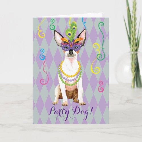 Mardi Gras Toy Fox Terrier Card