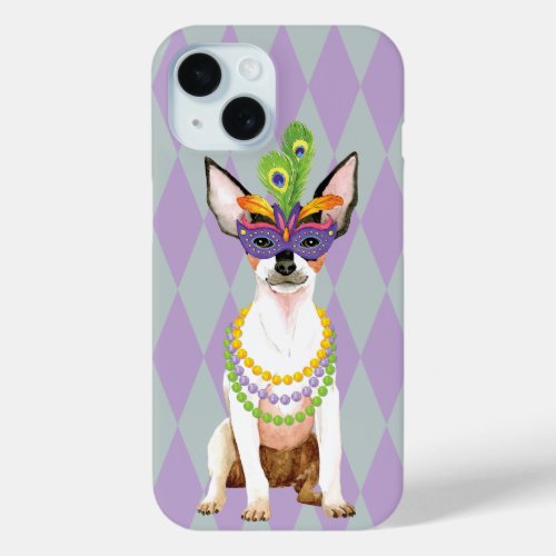 Mardi Gras Toy Fox Terrier iPhone 15 Case