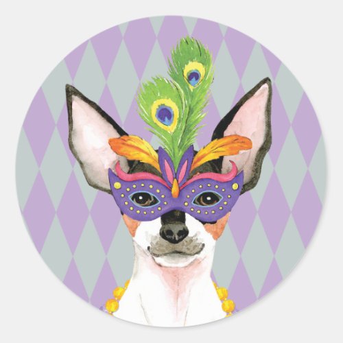 Mardi Gras Toy Fox Terrier Classic Round Sticker