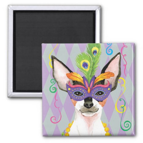 Mardi Gras Toy Fox Terrier Magnet
