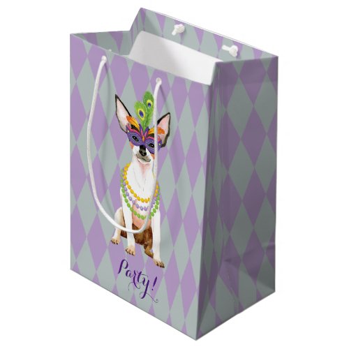 Mardi Gras Toy Fox Terrier Medium Gift Bag
