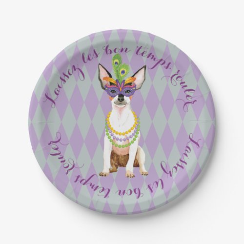 Mardi Gras Toy Fox Terrier Paper Plates
