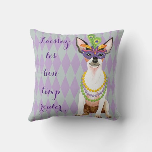 Mardi Gras Toy Fox Terrier Throw Pillow