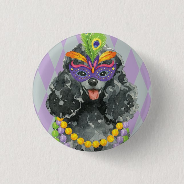 Mardi Gras Toy Poodle Button (Front)