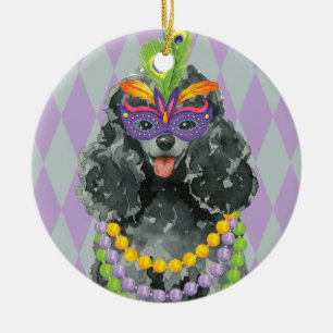 Mardi Gras Toy Poodle Ceramic Ornament