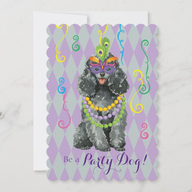 Mardi Gras Toy Poodle Invitation (Front)