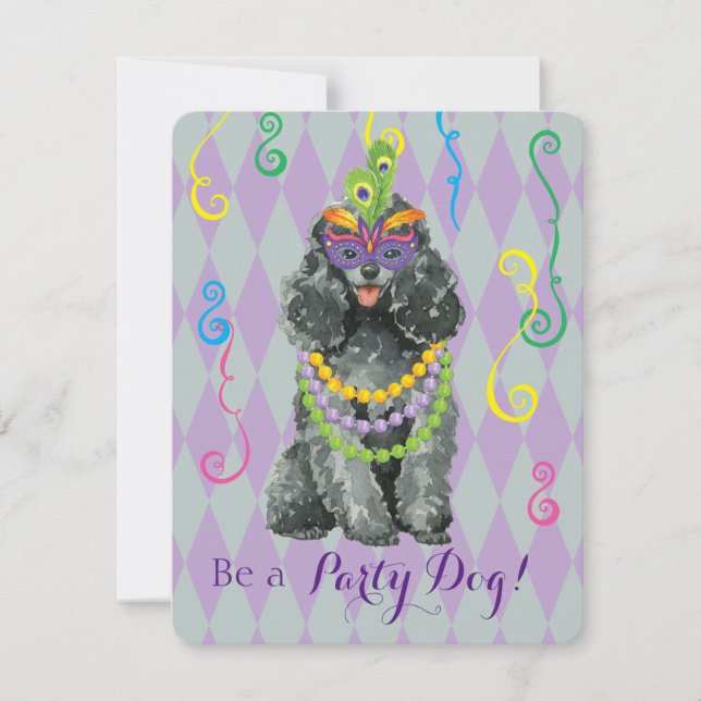 Mardi Gras Toy Poodle Invitation (Front)