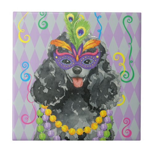 Mardi Gras Toy Poodle Tile