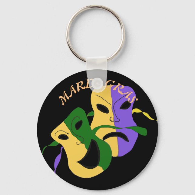 Mardi Gras Tragic, Comic Mask Colorful Keychain (Front)