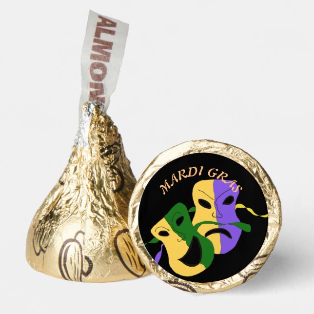 Mardi Gras Tragic, Comic Mask Colourful  Hershey®'s Kisses® (Front)