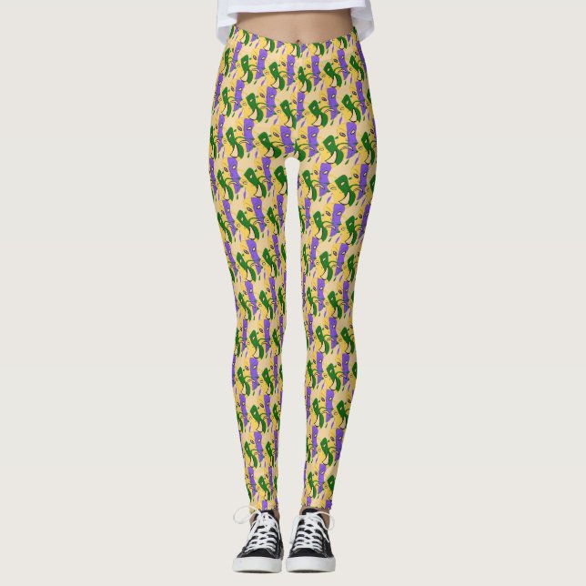 Mardi Gras Tragic Comic Mask Leggings (Front)