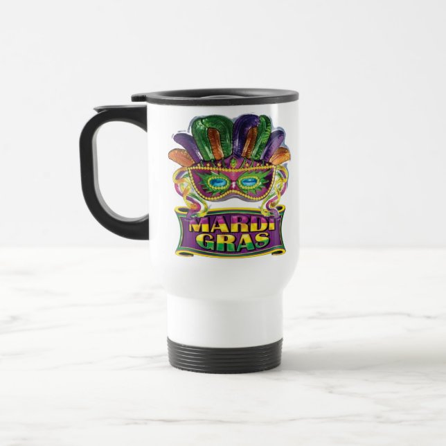 Mardi Gras Travel Mug Coffee cup (Left)