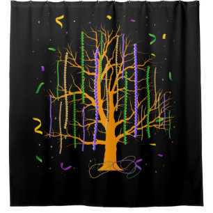 Mardi Gras Tree Beads New Orleans 2022 Watercolor Shower Curtain
