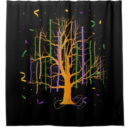 Mardi Gras Tree Beads New Orleans 2022 Watercolor Shower Curtain