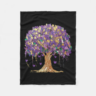 Mardi Gras Tree Beads New Orleans 2025 Watercolor Fleece Blanket