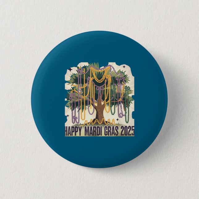Mardi Gras Tree Carnival New 2024 For Women Valent Button (Front)