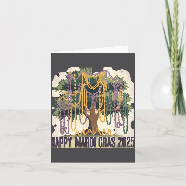 Mardi Gras Tree Carnival New 2024 For Women Valent Card (Front)