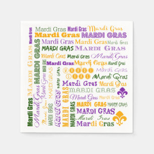 Mardi Gras Tri-Colored Multi-Font Napkins